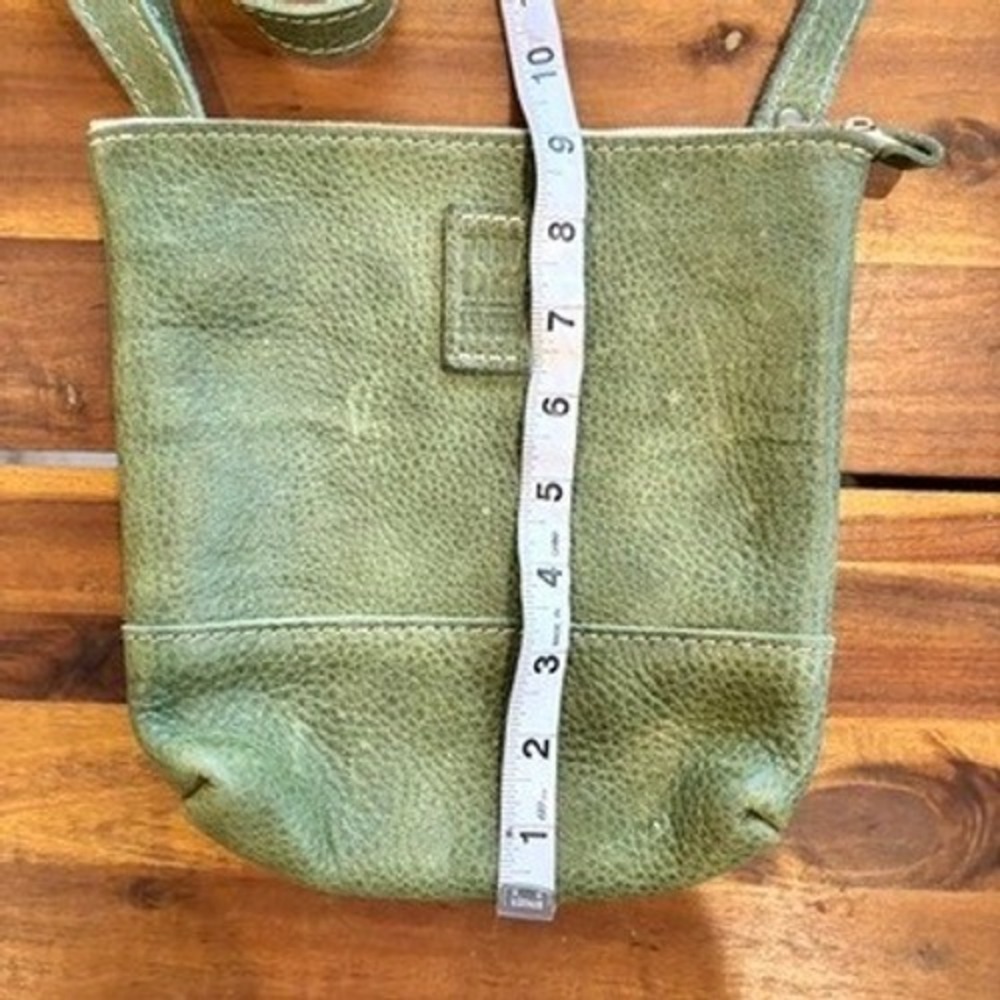 Portland Leather Festival Crossbody Green Pebbled Leather Minimalist Boho Bag - Picture 6 of 7